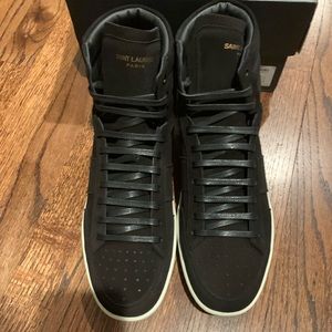 SAINT LAURENT Black Suede Court Classic Sneaker